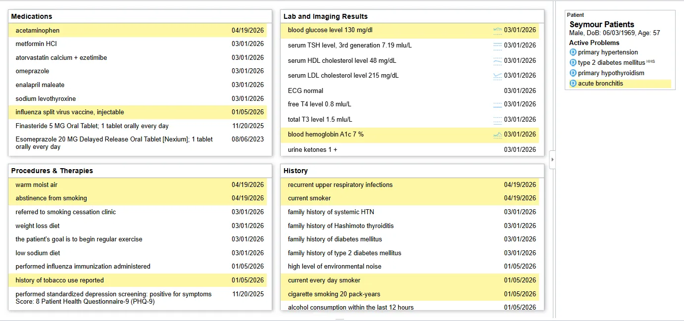 Acute Bronchitis Problem Focused View of the Chart